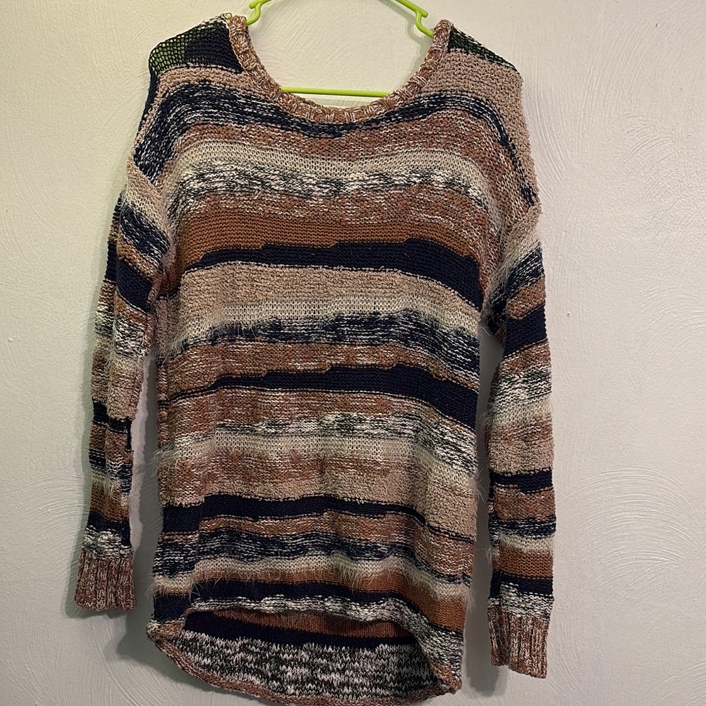 American Eagle Outfitters Brown and Black Crew Neck Sweater